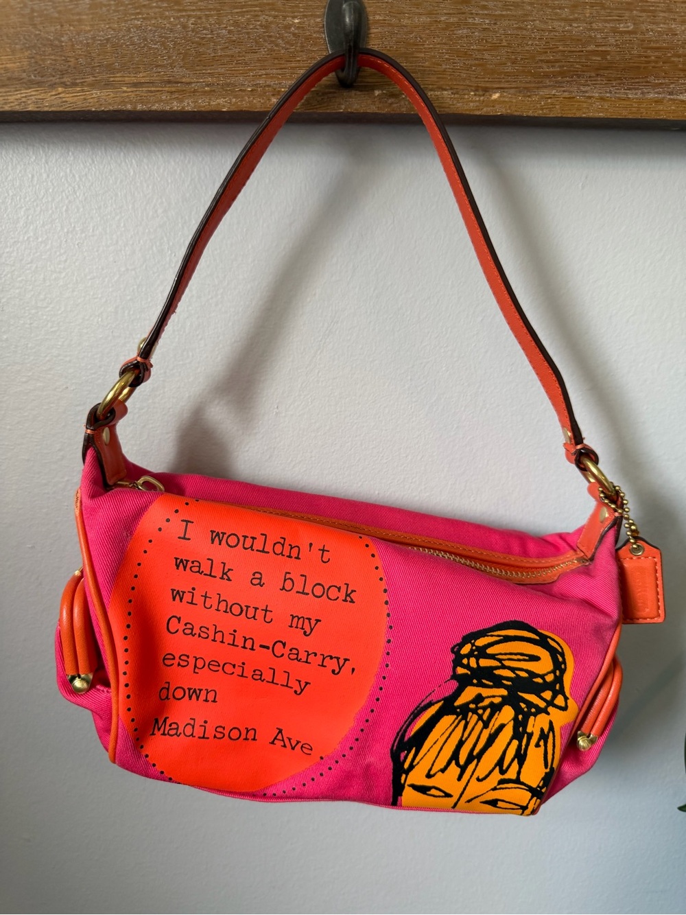 RARE Y2K Coach Bonnie Cashin Carry Kisslock Mini Shoulder Bag Pink Orange 42583 - Picture 2 of 16
